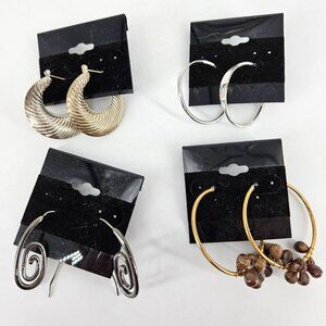 Vintage Hoop Earrings Pierced Stud Dangle Boho Bead Party Holiday Jewelry Lot 4